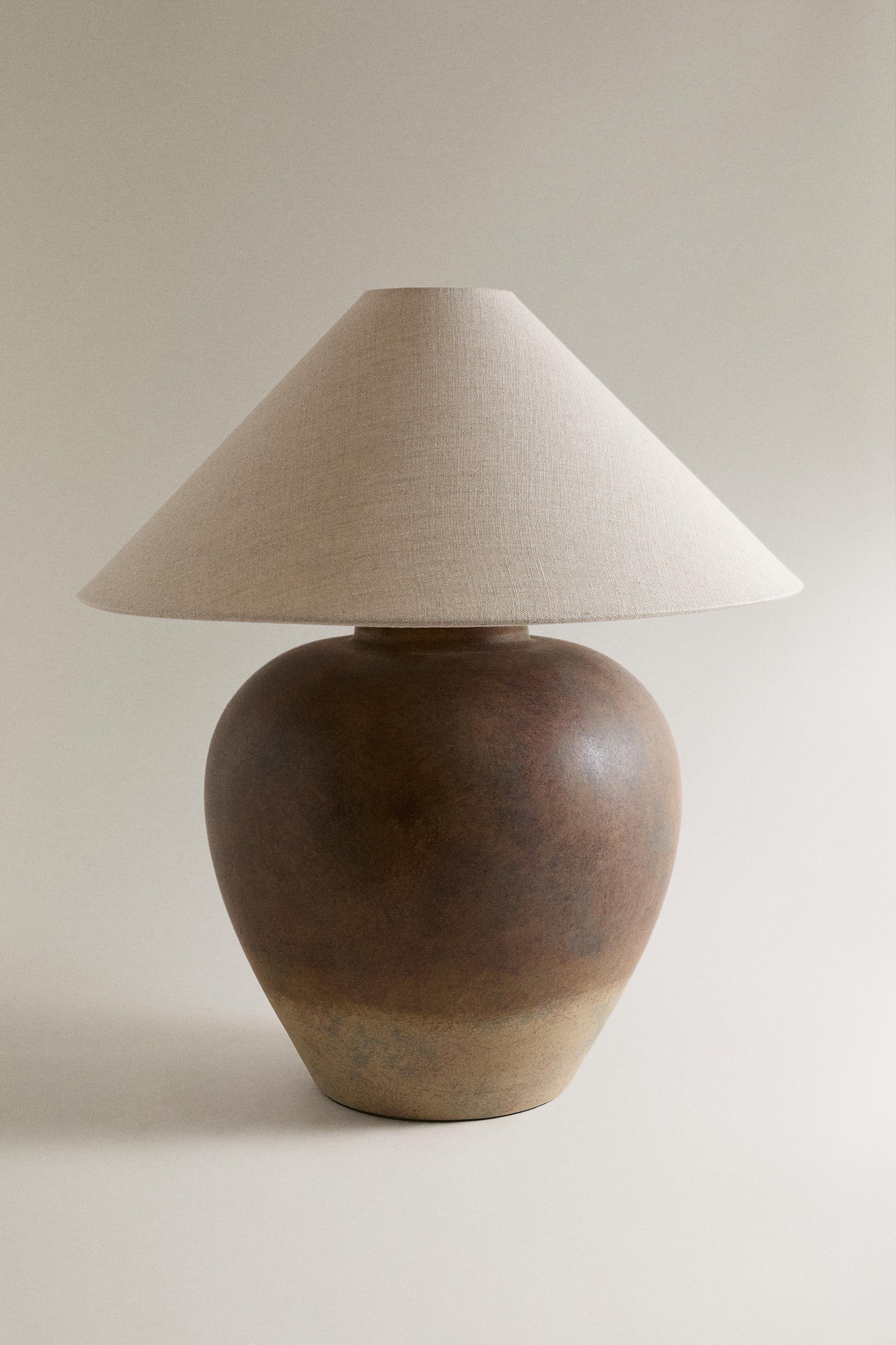 LAMPE DE TABLE GRÈS ET LIN